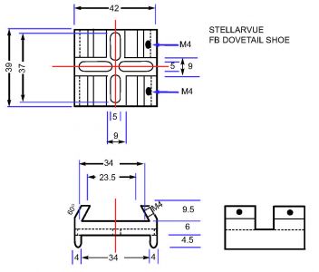 Drawing of the small dovetail shoe (FB).