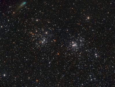Comet Passing Double Cluster - Charles Lillo