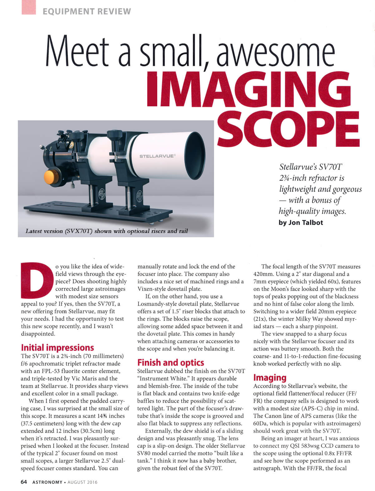 Astronomy Magazine Review SV070T